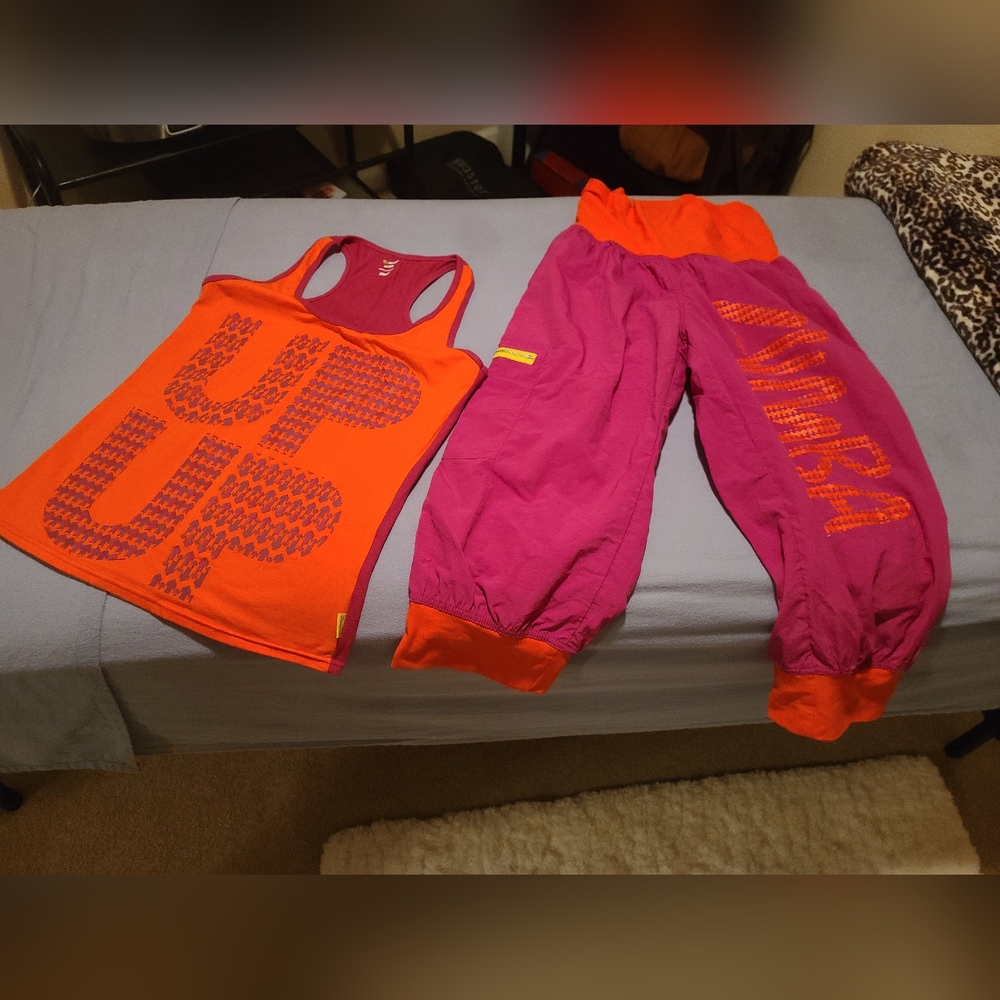 Zumba cargo pants and top new. Pants xl and top is  a large.